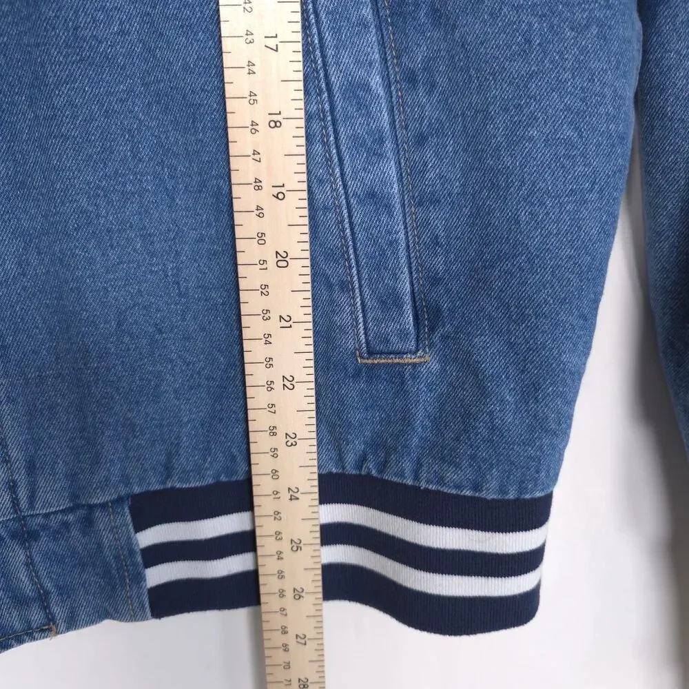 Levi's New Men's Full Zip Varsity Denim Bomber Jacket‎ LARGE Ribbed Knit Hem